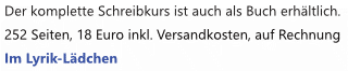 Schreibkurs als Buch im Lyrik-Lädchen
